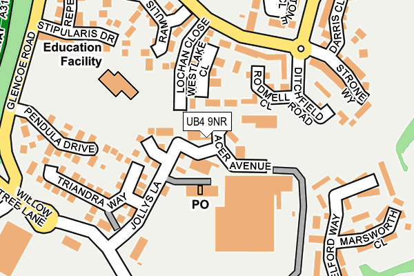 UB4 9NR map - OS OpenMap – Local (Ordnance Survey)