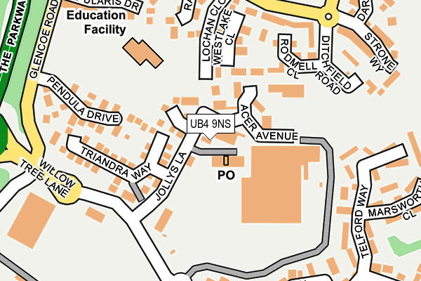 UB4 9NS map - OS OpenMap – Local (Ordnance Survey)