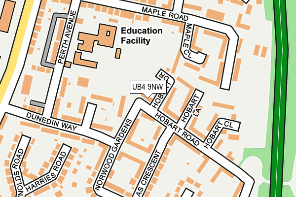 UB4 9NW map - OS OpenMap – Local (Ordnance Survey)