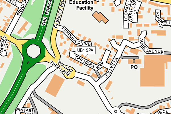UB4 9PA map - OS OpenMap – Local (Ordnance Survey)