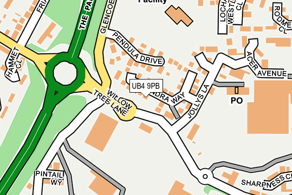 UB4 9PB map - OS OpenMap – Local (Ordnance Survey)