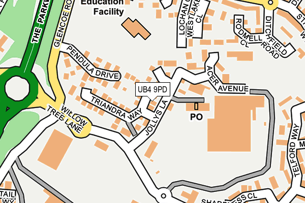 UB4 9PD map - OS OpenMap – Local (Ordnance Survey)