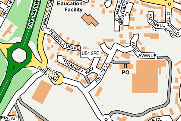 UB4 9PE map - OS OpenMap – Local (Ordnance Survey)
