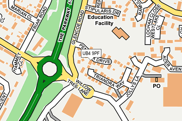 UB4 9PF map - OS OpenMap – Local (Ordnance Survey)