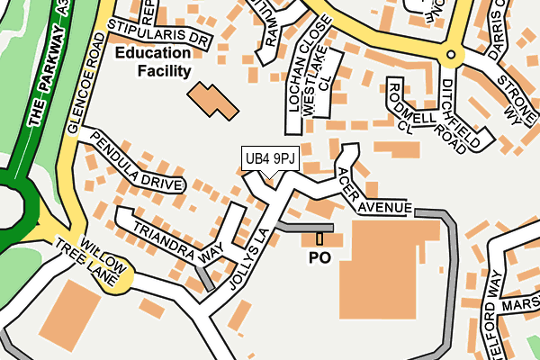 UB4 9PJ map - OS OpenMap – Local (Ordnance Survey)