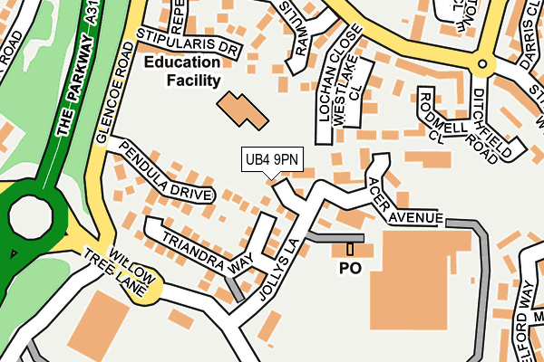 UB4 9PN map - OS OpenMap – Local (Ordnance Survey)