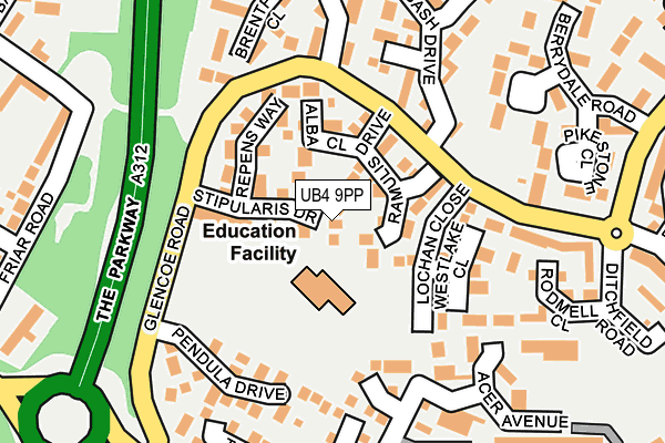 UB4 9PP map - OS OpenMap – Local (Ordnance Survey)