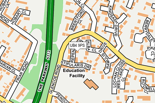 UB4 9PS map - OS OpenMap – Local (Ordnance Survey)