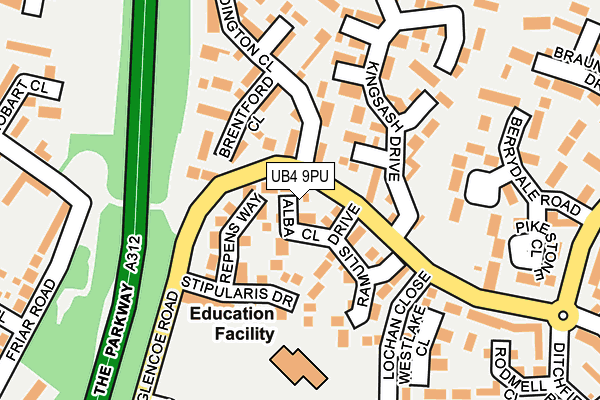 UB4 9PU map - OS OpenMap – Local (Ordnance Survey)