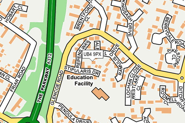 UB4 9PX map - OS OpenMap – Local (Ordnance Survey)