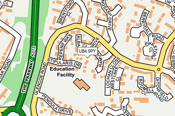 UB4 9PY map - OS OpenMap – Local (Ordnance Survey)