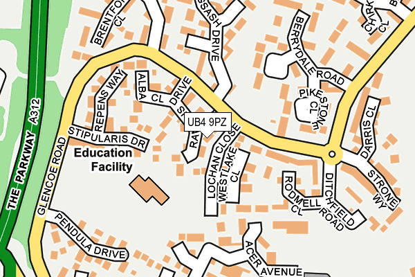 UB4 9PZ map - OS OpenMap – Local (Ordnance Survey)