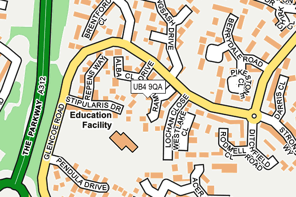 UB4 9QA map - OS OpenMap – Local (Ordnance Survey)