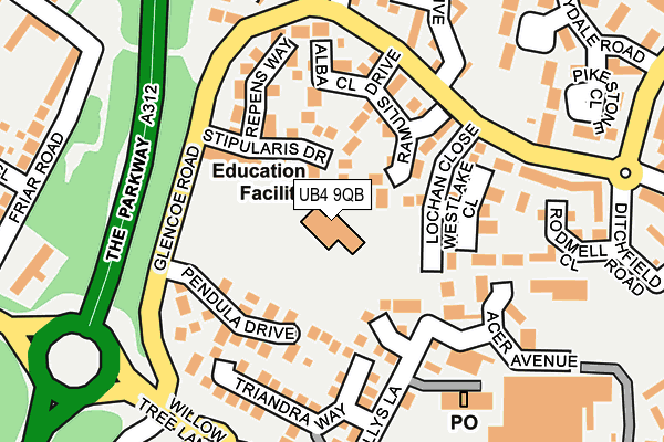 UB4 9QB map - OS OpenMap – Local (Ordnance Survey)
