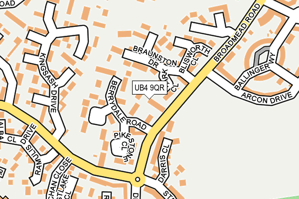 UB4 9QR map - OS OpenMap – Local (Ordnance Survey)