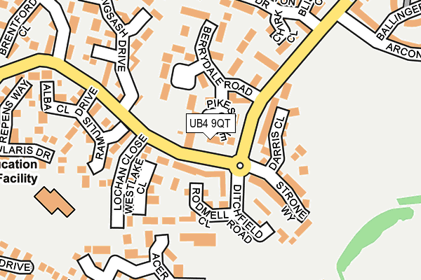UB4 9QT map - OS OpenMap – Local (Ordnance Survey)