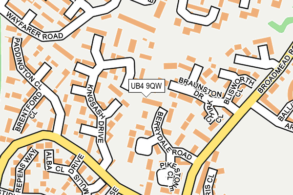 UB4 9QW map - OS OpenMap – Local (Ordnance Survey)
