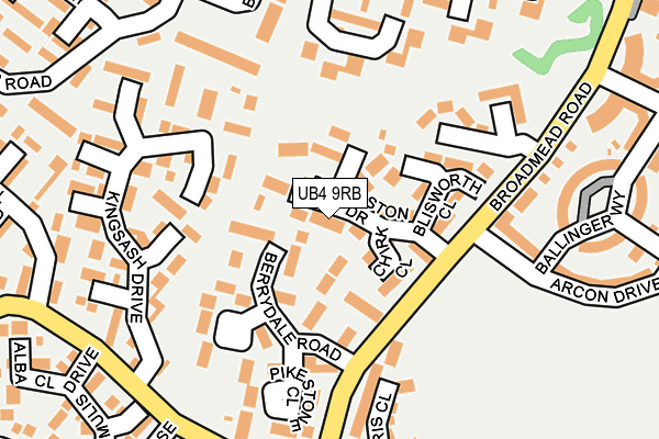 UB4 9RB map - OS OpenMap – Local (Ordnance Survey)