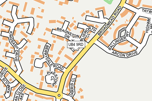 UB4 9RD map - OS OpenMap – Local (Ordnance Survey)