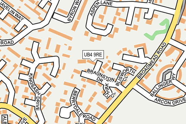 UB4 9RE map - OS OpenMap – Local (Ordnance Survey)