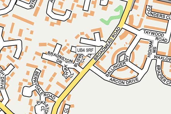 UB4 9RF map - OS OpenMap – Local (Ordnance Survey)