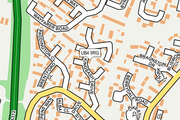 UB4 9RG map - OS OpenMap – Local (Ordnance Survey)