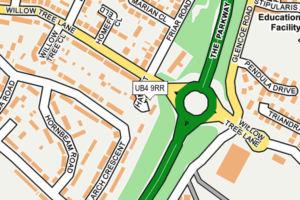 UB4 9RR map - OS OpenMap – Local (Ordnance Survey)