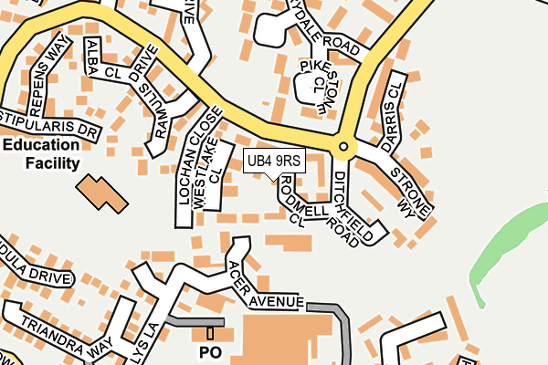 UB4 9RS map - OS OpenMap – Local (Ordnance Survey)