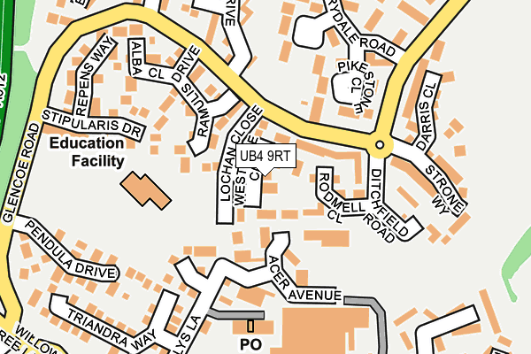 UB4 9RT map - OS OpenMap – Local (Ordnance Survey)