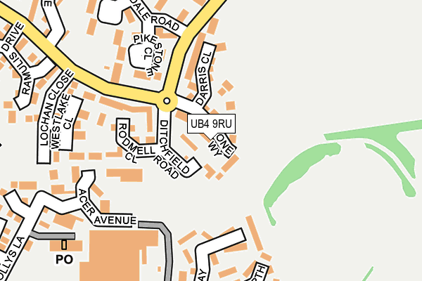 UB4 9RU map - OS OpenMap – Local (Ordnance Survey)