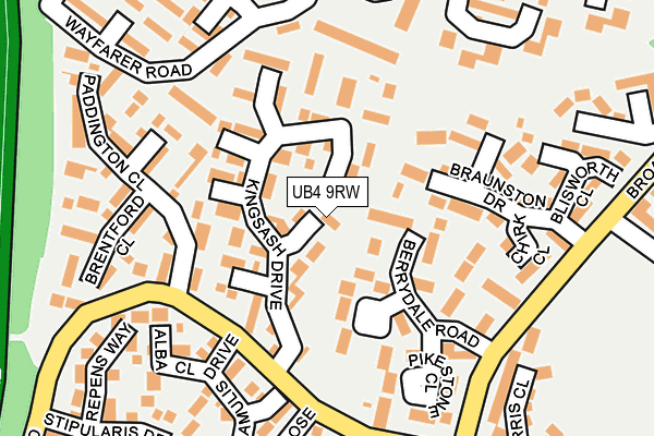 UB4 9RW map - OS OpenMap – Local (Ordnance Survey)