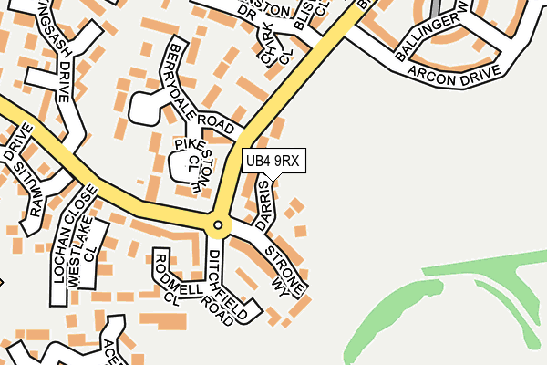 UB4 9RX map - OS OpenMap – Local (Ordnance Survey)