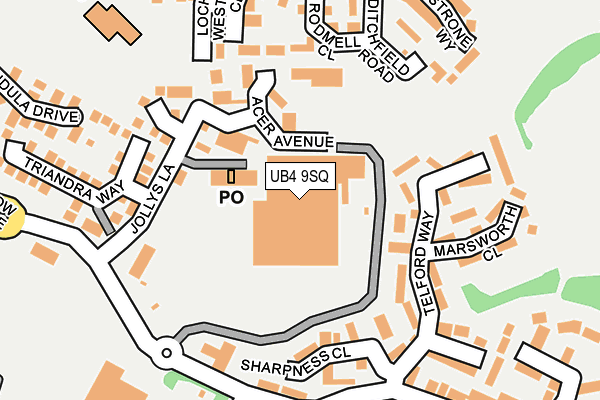 UB4 9SQ map - OS OpenMap – Local (Ordnance Survey)
