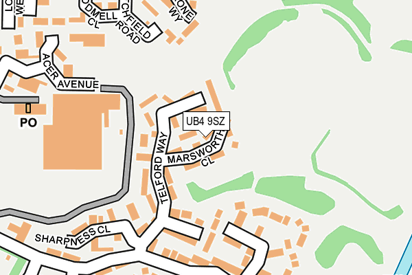 UB4 9SZ map - OS OpenMap – Local (Ordnance Survey)