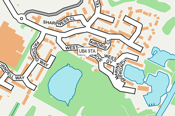 UB4 9TA map - OS OpenMap – Local (Ordnance Survey)
