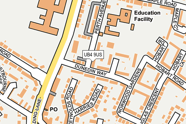 UB4 9US map - OS OpenMap – Local (Ordnance Survey)