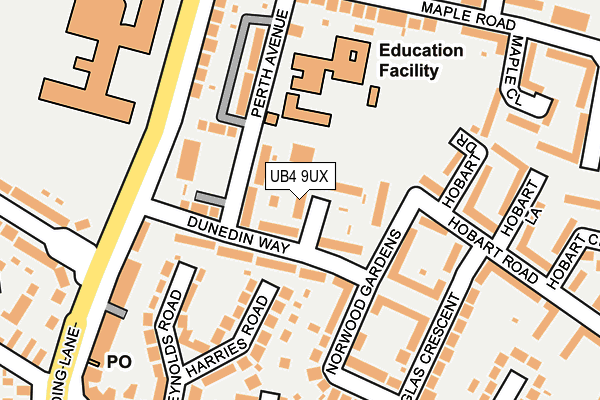 UB4 9UX map - OS OpenMap – Local (Ordnance Survey)