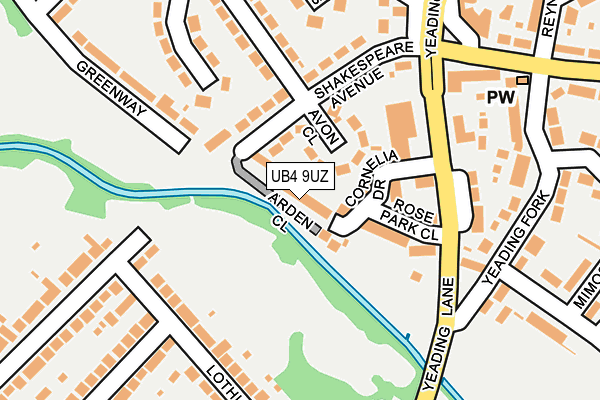 UB4 9UZ map - OS OpenMap – Local (Ordnance Survey)