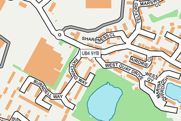 UB4 9YB map - OS OpenMap – Local (Ordnance Survey)