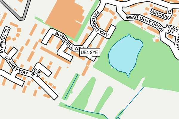 UB4 9YE map - OS OpenMap – Local (Ordnance Survey)