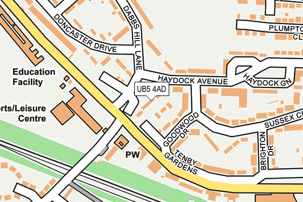 UB5 4AD map - OS OpenMap – Local (Ordnance Survey)
