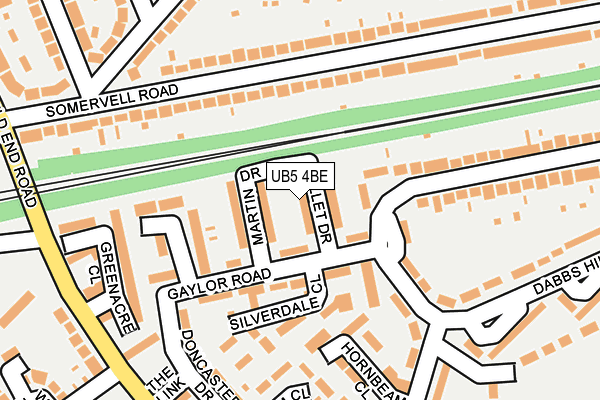 UB5 4BE map - OS OpenMap – Local (Ordnance Survey)