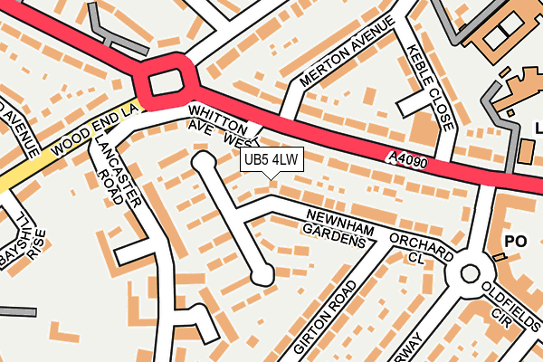 UB5 4LW map - OS OpenMap – Local (Ordnance Survey)