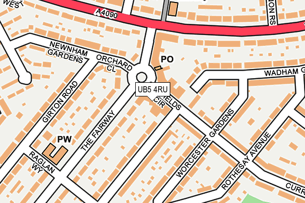 UB5 4RU map - OS OpenMap – Local (Ordnance Survey)