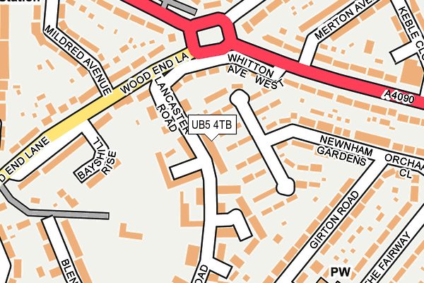 UB5 4TB map - OS OpenMap – Local (Ordnance Survey)