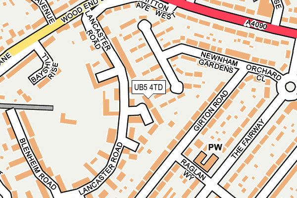 UB5 4TD map - OS OpenMap – Local (Ordnance Survey)