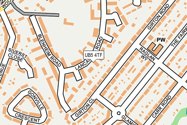 UB5 4TF map - OS OpenMap – Local (Ordnance Survey)