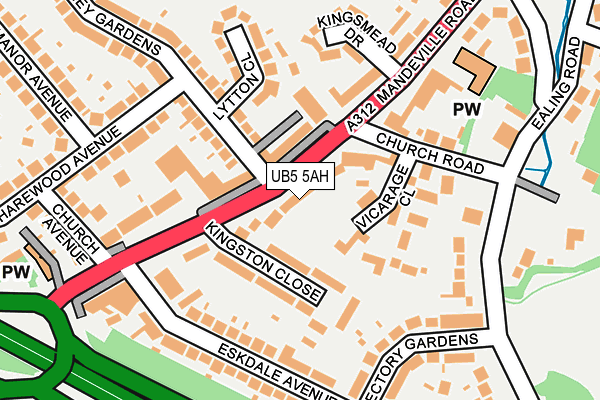 UB5 5AH map - OS OpenMap – Local (Ordnance Survey)