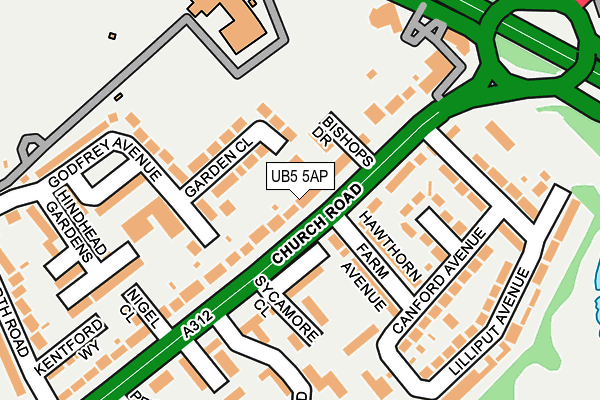 UB5 5AP map - OS OpenMap – Local (Ordnance Survey)