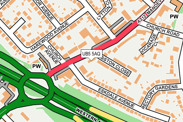 UB5 5AQ map - OS OpenMap – Local (Ordnance Survey)
